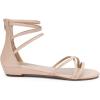 image:imageDREAM PAIRS Womens Ankle Strap Flat Sandals Summer Dressy Strappy Gladiator Rhinestones SandalsNudePu
