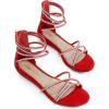 image:imageDREAM PAIRS Womens Ankle Strap Flat Sandals Summer Dressy Strappy Gladiator Rhinestones SandalsRed