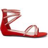 image:imageDREAM PAIRS Womens Ankle Strap Flat Sandals Summer Dressy Strappy Gladiator Rhinestones SandalsRed