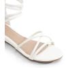 image:imageDREAM PAIRS Womens Ankle Strap Flat Sandals Summer Dressy Strappy Gladiator Rhinestones SandalsWhitePu