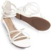 image:imageDREAM PAIRS Womens Ankle Strap Flat Sandals Summer Dressy Strappy Gladiator Rhinestones SandalsWhitePu