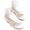 image:imageDREAM PAIRS Womens Ankle Strap Flat Sandals Summer Dressy Strappy Gladiator Rhinestones SandalsWhitePu