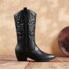 image:imageDREAM PAIRS Womens Cowboy Boots Pull On Cowgirl Boots Mid Calf Western Boots Available in Regular and Wide CalfBlack