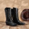 image:imageDREAM PAIRS Womens Cowboy Boots Pull On Cowgirl Boots Mid Calf Western Boots Available in Regular and Wide CalfBlackpu