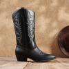 image:imageDREAM PAIRS Womens Cowboy Boots Pull On Cowgirl Boots Mid Calf Western Boots Available in Regular and Wide CalfBlackpu