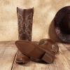 image:imageDREAM PAIRS Womens Cowboy Boots Pull On Cowgirl Boots Mid Calf Western Boots Available in Regular and Wide CalfBrownpu