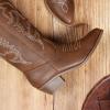 image:imageDREAM PAIRS Womens Cowboy Boots Pull On Cowgirl Boots Mid Calf Western Boots Available in Regular and Wide CalfBrownpu