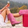image:imageDREAM PAIRS Womens Cowboy Boots Pull On Cowgirl Boots Mid Calf Western Boots Available in Regular and Wide CalfHot Pink