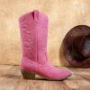 image:imageDREAM PAIRS Womens Cowboy Boots Pull On Cowgirl Boots Mid Calf Western Boots Available in Regular and Wide CalfHot Pink
