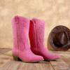 image:imageDREAM PAIRS Womens Cowboy Boots Pull On Cowgirl Boots Mid Calf Western Boots Available in Regular and Wide CalfHot Pink