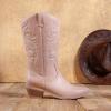 image:imageDREAM PAIRS Womens Cowboy Boots Pull On Cowgirl Boots Mid Calf Western Boots Available in Regular and Wide CalfPink