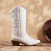 image:imageDREAM PAIRS Womens Cowboy Boots Pull On Cowgirl Boots Mid Calf Western Boots Available in Regular and Wide CalfWhite