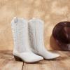 image:imageDREAM PAIRS Womens Cowboy Boots Pull On Cowgirl Boots Mid Calf Western Boots Available in Regular and Wide CalfWhite