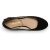 image:imageDREAM PAIRS Womens Dress Flats Ballet Low Wedge Round Toe Ankle Strap Comfortable Casual Flats ShoesBlack Suede