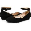 image:imageDREAM PAIRS Womens Dress Flats Ballet Low Wedge Round Toe Ankle Strap Comfortable Casual Flats ShoesBlack Suede