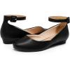 image:imageDREAM PAIRS Womens Dress Flats Ballet Low Wedge Round Toe Ankle Strap Comfortable Casual Flats ShoesBlackPu1