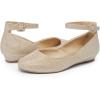 image:imageDREAM PAIRS Womens Dress Flats Ballet Low Wedge Round Toe Ankle Strap Comfortable Casual Flats ShoesGold Glitter