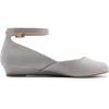 image:imageDREAM PAIRS Womens Dress Flats Ballet Low Wedge Round Toe Ankle Strap Comfortable Casual Flats ShoesGrey Suede