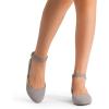 image:imageDREAM PAIRS Womens Dress Flats Ballet Low Wedge Round Toe Ankle Strap Comfortable Casual Flats ShoesGrey Suede