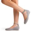 image:imageDREAM PAIRS Womens Dress Flats Ballet Low Wedge Round Toe Ankle Strap Comfortable Casual Flats ShoesGrey Suede