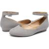 image:imageDREAM PAIRS Womens Dress Flats Ballet Low Wedge Round Toe Ankle Strap Comfortable Casual Flats ShoesGrey Suede