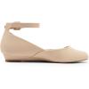 image:imageDREAM PAIRS Womens Dress Flats Ballet Low Wedge Round Toe Ankle Strap Comfortable Casual Flats ShoesNude Nubuck