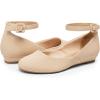 image:imageDREAM PAIRS Womens Dress Flats Ballet Low Wedge Round Toe Ankle Strap Comfortable Casual Flats ShoesNude Nubuck