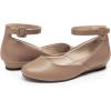 image:imageDREAM PAIRS Womens Dress Flats Ballet Low Wedge Round Toe Ankle Strap Comfortable Casual Flats ShoesNude Pu