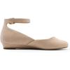 image:imageDREAM PAIRS Womens Dress Flats Ballet Low Wedge Round Toe Ankle Strap Comfortable Casual Flats ShoesNude Suede