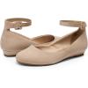 image:imageDREAM PAIRS Womens Dress Flats Ballet Low Wedge Round Toe Ankle Strap Comfortable Casual Flats ShoesNude Suede