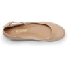 image:imageDREAM PAIRS Womens Dress Flats Ballet Low Wedge Round Toe Ankle Strap Comfortable Casual Flats ShoesNude Suede