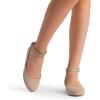 image:imageDREAM PAIRS Womens Dress Flats Ballet Low Wedge Round Toe Ankle Strap Comfortable Casual Flats ShoesNude Suede