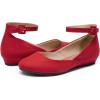 image:imageDREAM PAIRS Womens Dress Flats Ballet Low Wedge Round Toe Ankle Strap Comfortable Casual Flats ShoesRed Suede