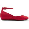 image:imageDREAM PAIRS Womens Dress Flats Ballet Low Wedge Round Toe Ankle Strap Comfortable Casual Flats ShoesRed Suede