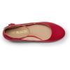 image:imageDREAM PAIRS Womens Dress Flats Ballet Low Wedge Round Toe Ankle Strap Comfortable Casual Flats ShoesRed Suede
