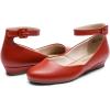 image:imageDREAM PAIRS Womens Dress Flats Ballet Low Wedge Round Toe Ankle Strap Comfortable Casual Flats ShoesRedpu