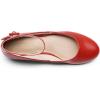 image:imageDREAM PAIRS Womens Dress Flats Ballet Low Wedge Round Toe Ankle Strap Comfortable Casual Flats ShoesRedpu