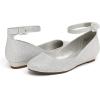 image:imageDREAM PAIRS Womens Dress Flats Ballet Low Wedge Round Toe Ankle Strap Comfortable Casual Flats ShoesSilver Glitter