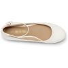 image:imageDREAM PAIRS Womens Dress Flats Ballet Low Wedge Round Toe Ankle Strap Comfortable Casual Flats ShoesWhite Pu