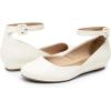 image:imageDREAM PAIRS Womens Dress Flats Ballet Low Wedge Round Toe Ankle Strap Comfortable Casual Flats ShoesWhite Pu