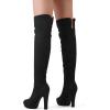 image:imageDREAM PAIRS Womens HIGHPLAT Chunky Thigh High Over The Knee High Heel BootsBlack