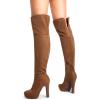 image:imageDREAM PAIRS Womens HIGHPLAT Chunky Thigh High Over The Knee High Heel BootsBrown