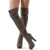 image:imageDREAM PAIRS Womens HIGHPLAT Chunky Thigh High Over The Knee High Heel BootsKhaki