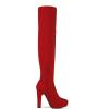 image:imageDREAM PAIRS Womens HIGHPLAT Chunky Thigh High Over The Knee High Heel BootsRed