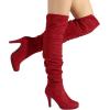 image:imageDREAM PAIRS Womens HIGHPLAT Chunky Thigh High Over The Knee High Heel BootsRed1