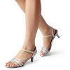 image:imageDREAM PAIRS Womens Kitten Heels Open Round Toe Comfortable Strappy Heels for Dressy Wedding Party Evening SandalsSilverglitter