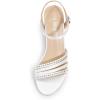 image:imageDREAM PAIRS Womens Kitten Heels Open Round Toe Comfortable Strappy Heels for Dressy Wedding Party Evening SandalsWhitesatin