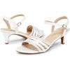 image:imageDREAM PAIRS Womens Kitten Heels Open Round Toe Comfortable Strappy Heels for Dressy Wedding Party Evening SandalsWhitesatin