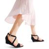image:imageDREAM PAIRS Womens Low Wedge Sandals Ankle Strap Heel Sandal Open Toe Wide Dress Summer ShoesBlacknubuck
