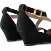 image:imageDREAM PAIRS Womens Low Wedge Sandals Ankle Strap Heel Sandal Open Toe Wide Dress Summer ShoesBlacknubuck